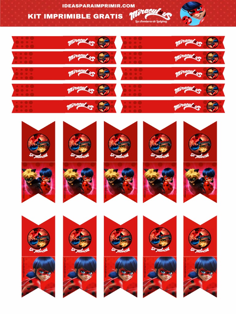 Miraculous Stickers Cierrasouvenires Kit Imprimible Miraculous Ladybug ...