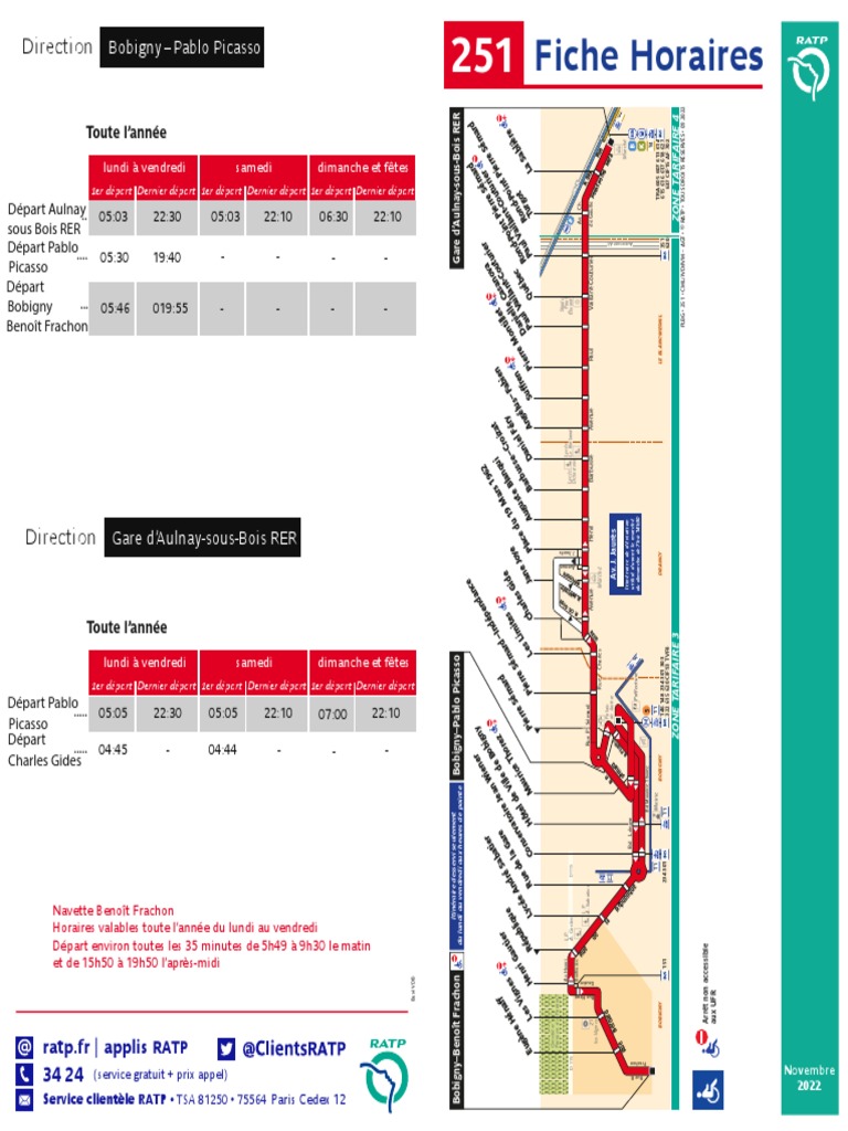 Fiche Horaire Busratp Ligne 251 | PDF