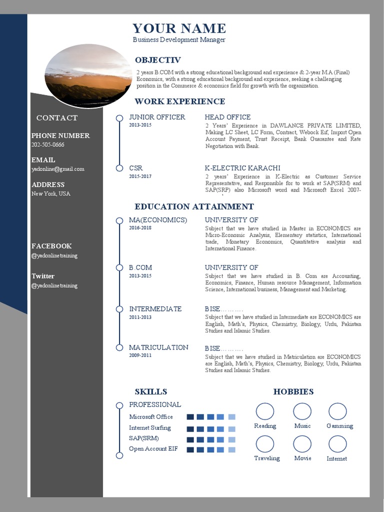Resume_CV_Format_Download-2 | PDF | Economics | Business