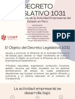 DECRETO LEGISLATIVO 1031 Sobre La Eficiencia de La Actividad Empresarial Del Estado en Perú