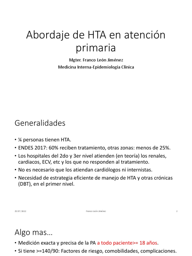 Manejo de HTA en Atención Primaria | PDF | Hipertensión | Medicina CLINICA
