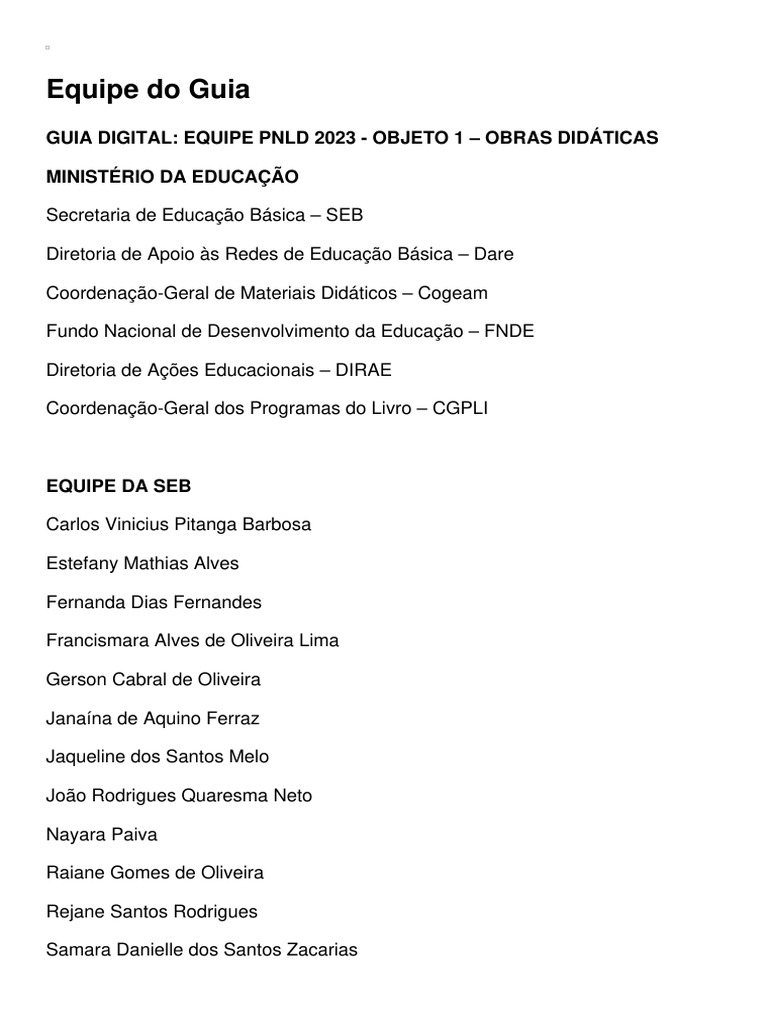 Equipe do Guia Digital PNLD 2023 | PDF | Interdisciplinaridade ...