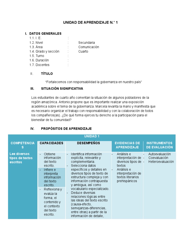 4S COM Unidad de Aprendizaje 1 2023 | PDF | Aprendizaje | Palabra