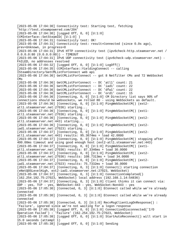 Steam Connectivity Test Log Analysis | PDF | Hypertext Transfer ...