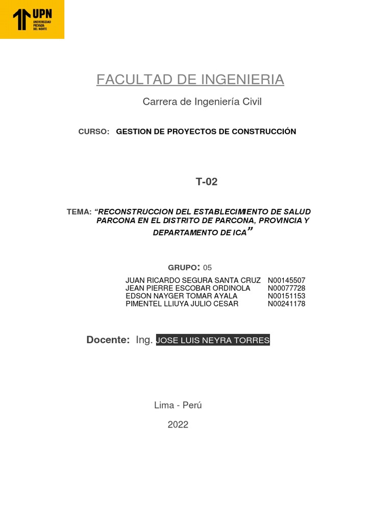 Grupo - 05 - Gest - de Proyecto - T2 | PDF | Inundar | Temblores