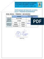 El Monto y Oportunidad de Pago de La Cuota de Matrícula