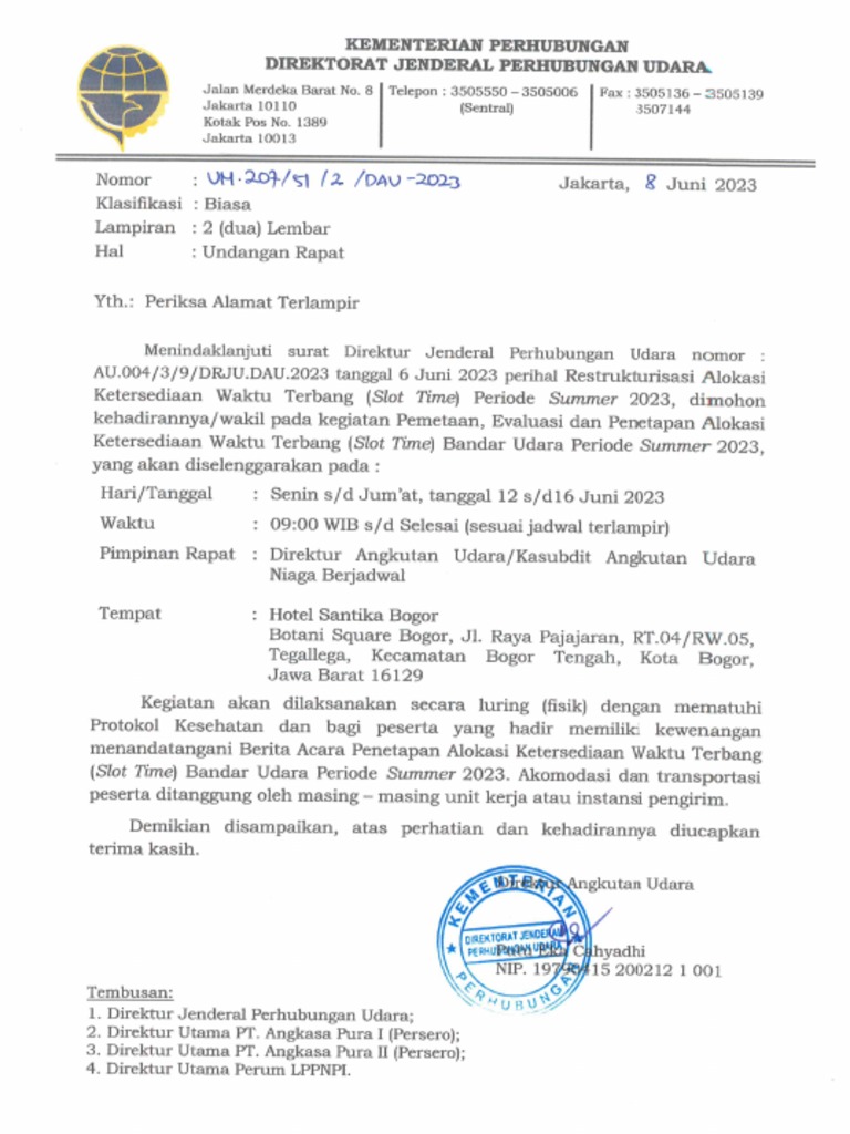 Aunb - Um207512dau2023 - Undangan Rapat | PDF