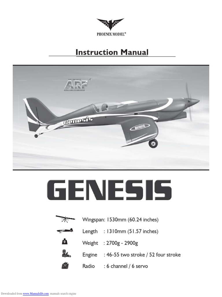 Genesis Phoenix RC aircraft manual PDF Electrical Connector Adhesive