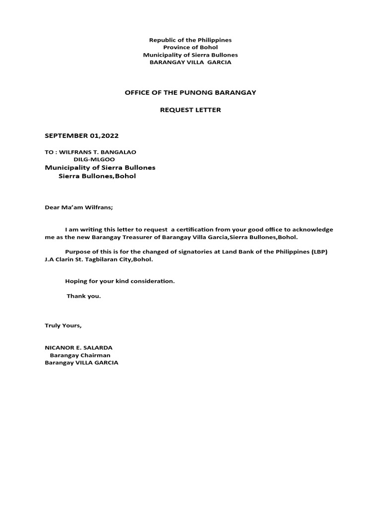 Request for Certification as Treasurer | PDF