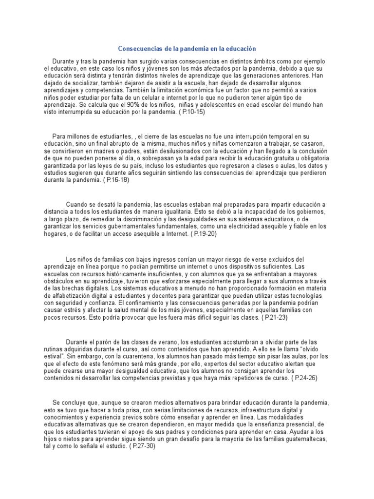 Impacto de la pandemia en la educación | PDF | Enseñando