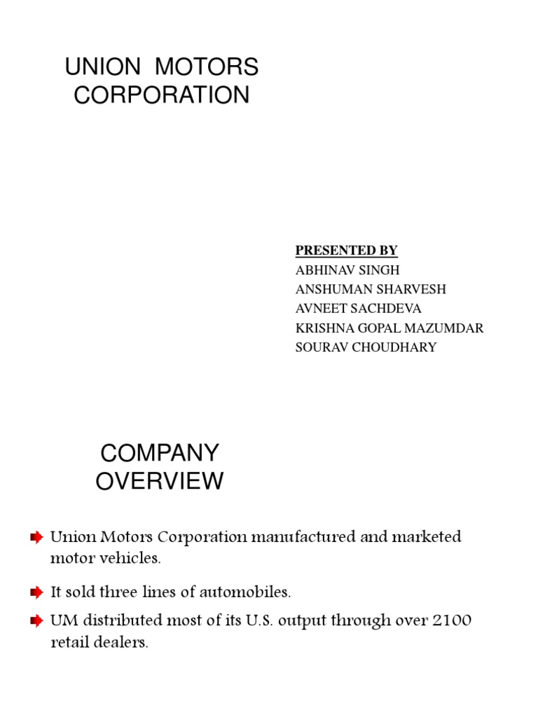 Union Motors Corporation: Presented by | PDF | Sales | Retail