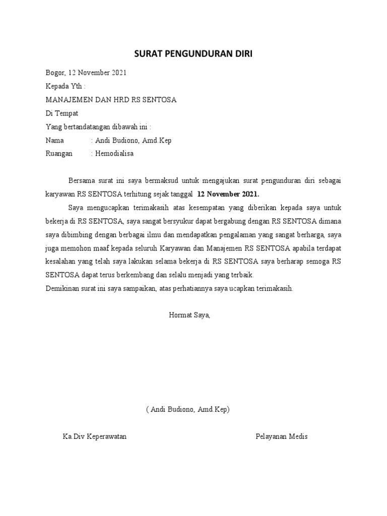 Surat Pengunduran Diri | PDF