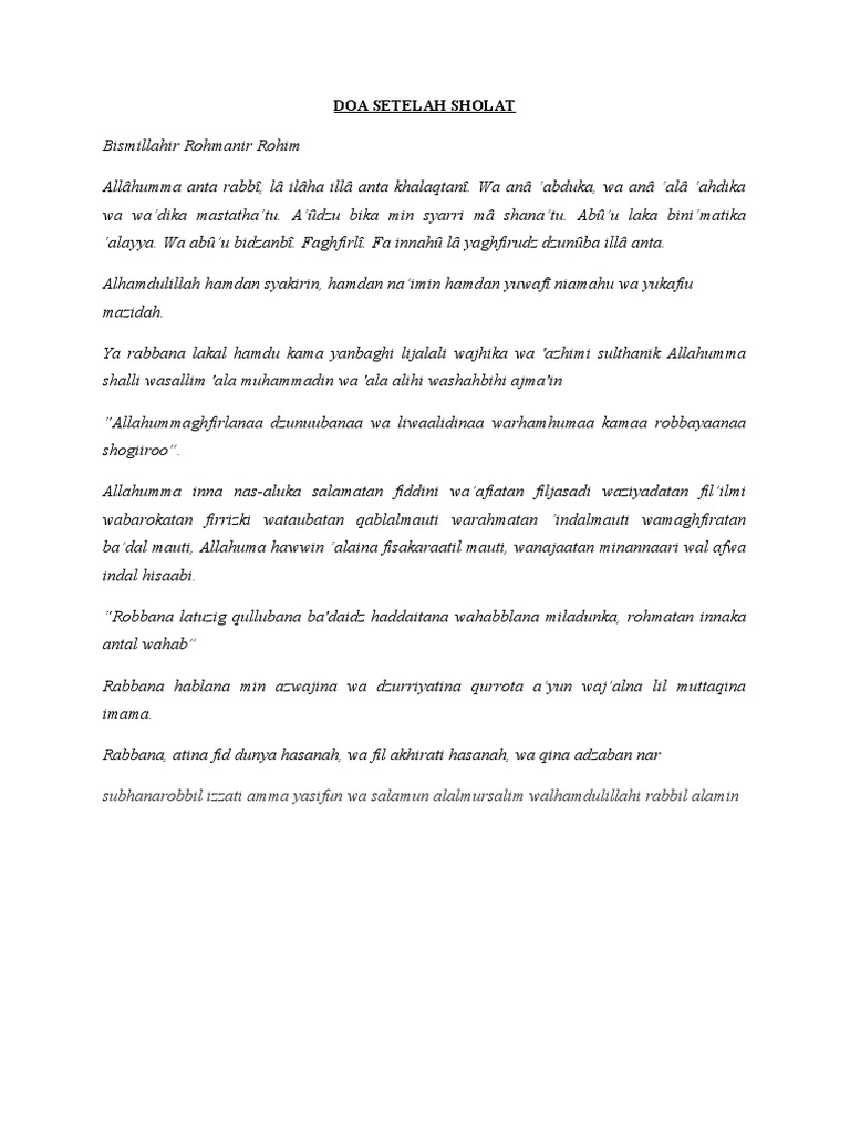 Bacaan Syaidul Istighfar Pdf