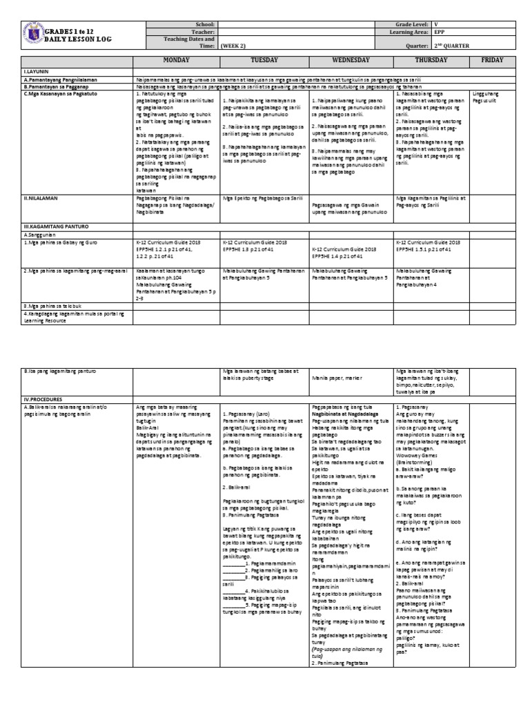 DLL - EPP 5 - Q2 - W2 (AutoRecovered) | PDF