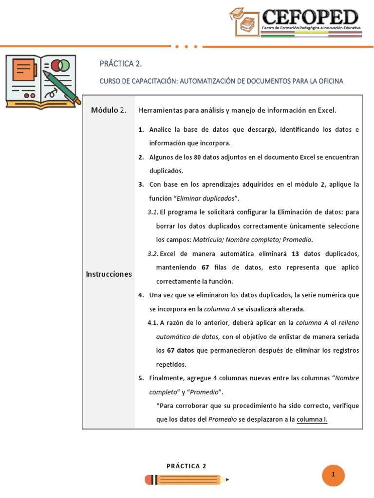 Practica 2 Modulo 2 Pdf Microsoft Excel Informática