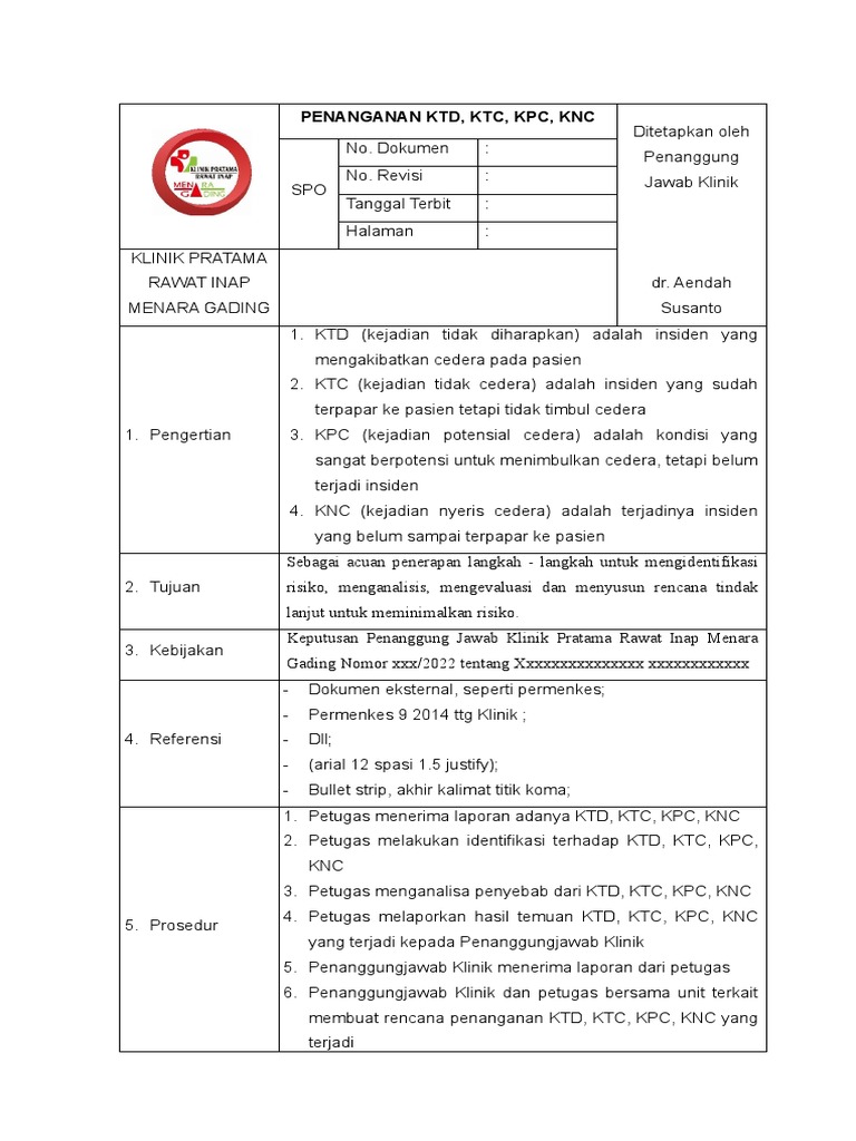 Penanganan KTD, KTC, KPC, KNC Klinik | PDF