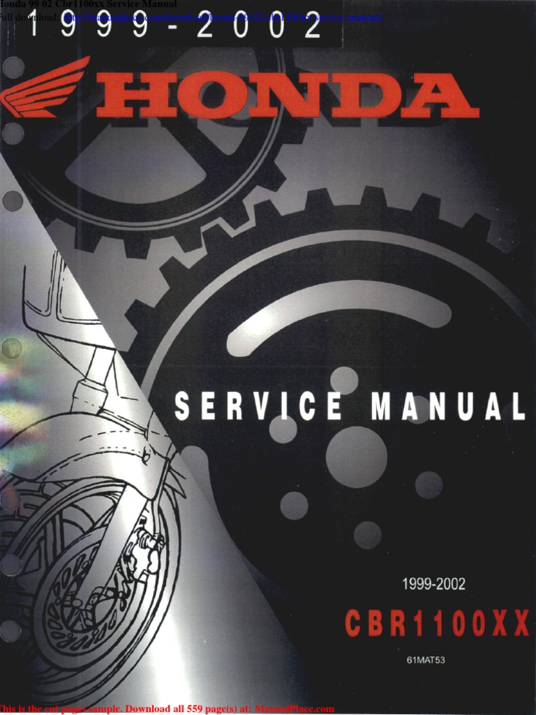 HONDAサービスマニュアル　CBR1100XX Honda 99 02 Cbr1100xx Service Manual | PDF