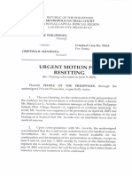 Urgent Motion for Resetting Dated June 2, 2023 (With Conformity)