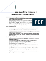 Medidas Preventivas para Limpieza y Desinfeccion