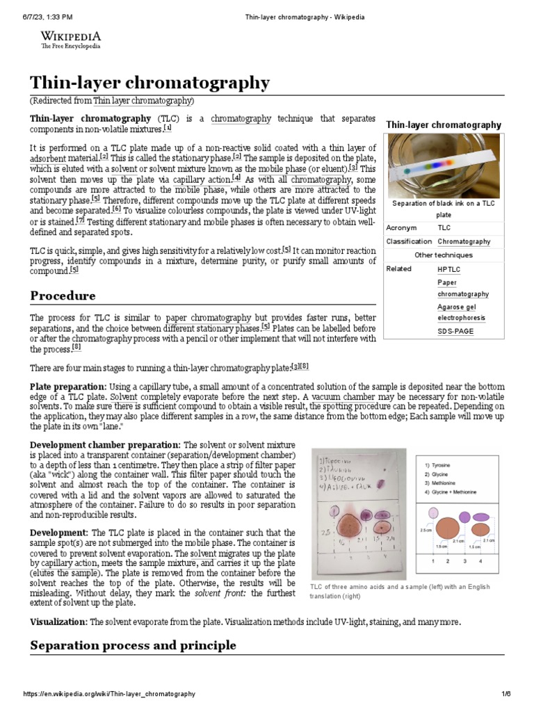 Thinlayer chromatography Wikipedia PDF Thin Layer Chromatography