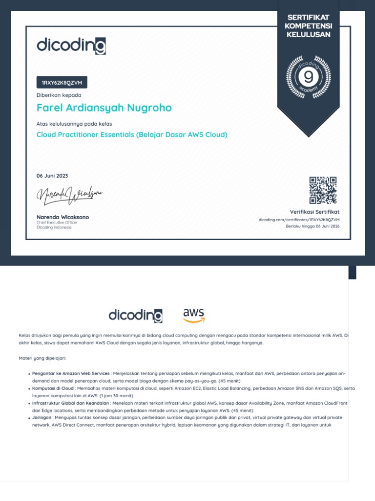Sertifikat Aws Cloud Pdf