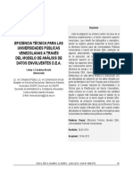 Investigación Eficiencia Técnica para Las Universidades Públicas Venezolanas A Través Del Modelo de Análisis de Datos Envolventes D.E.A