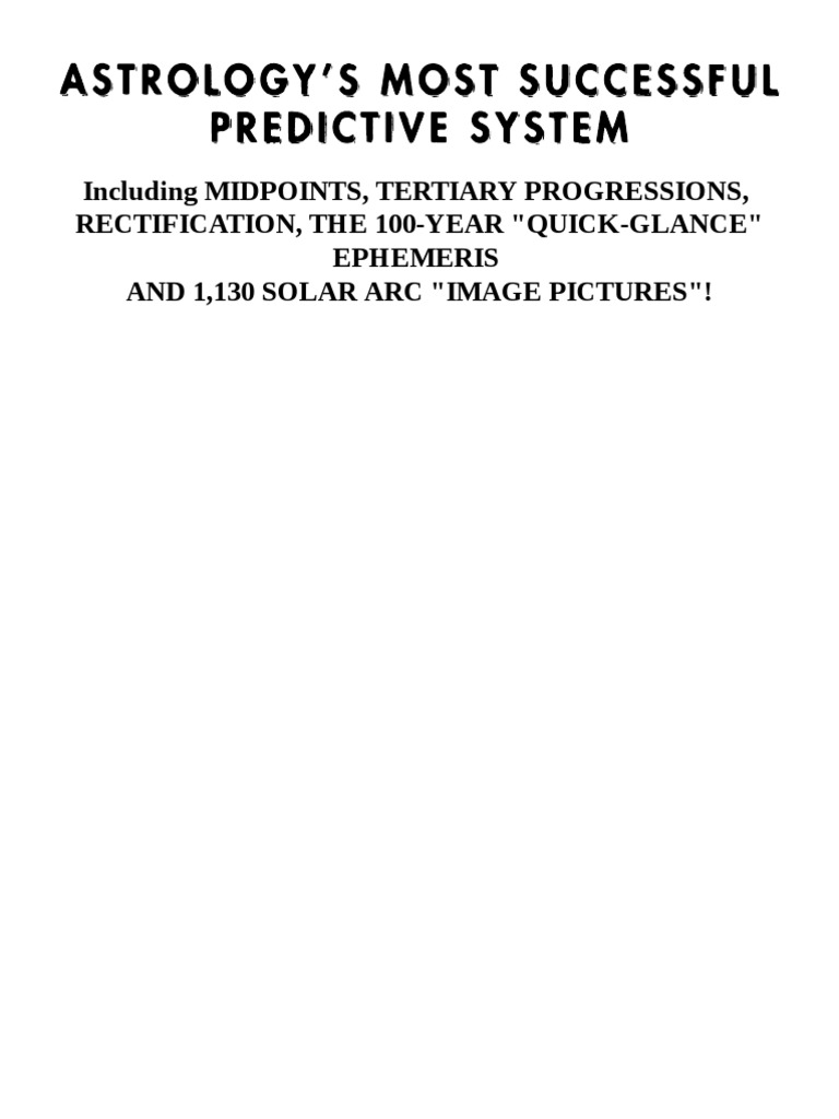 Jyotish - 2001 - Solar Arcs - Astrology's Most Successful