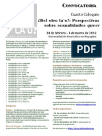 Convocatoria Cuarto Coloquio Del Otro Lao: Perspectivas Sobre Sexualidades Queer