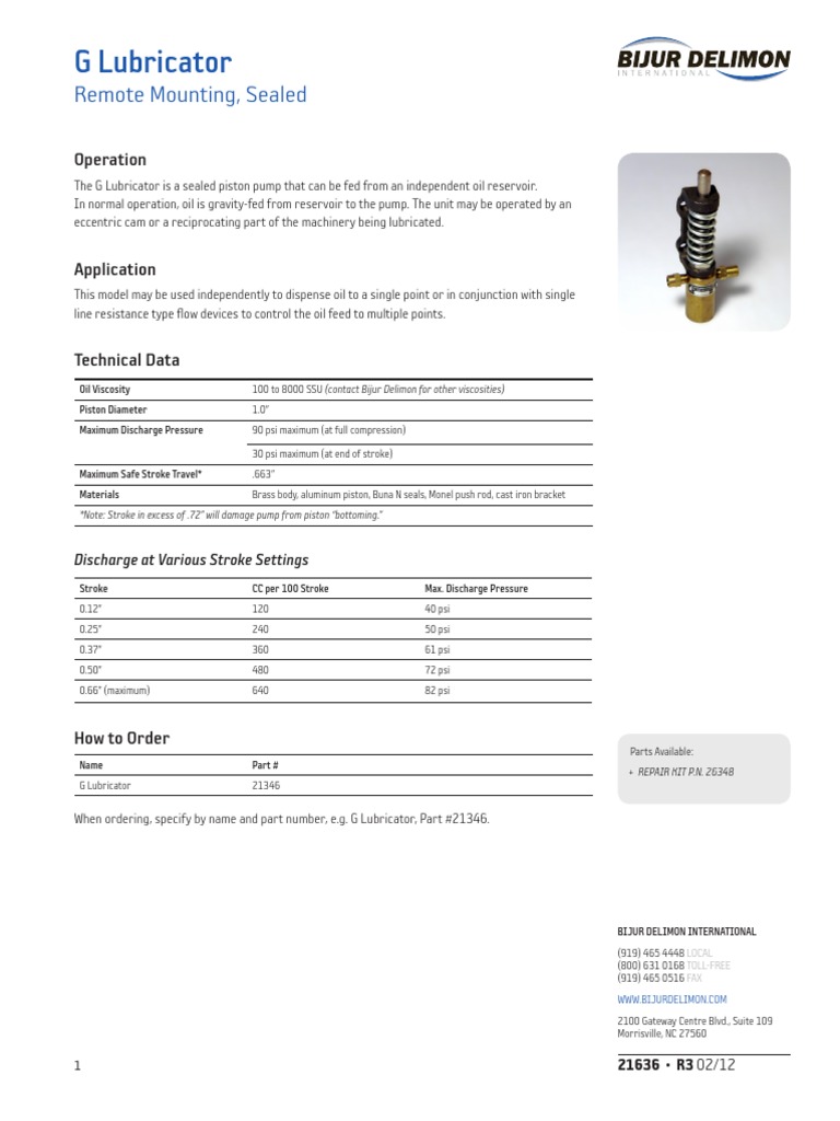 LUB G-Lubricator DS-R3 | PDF | Pump | Piston