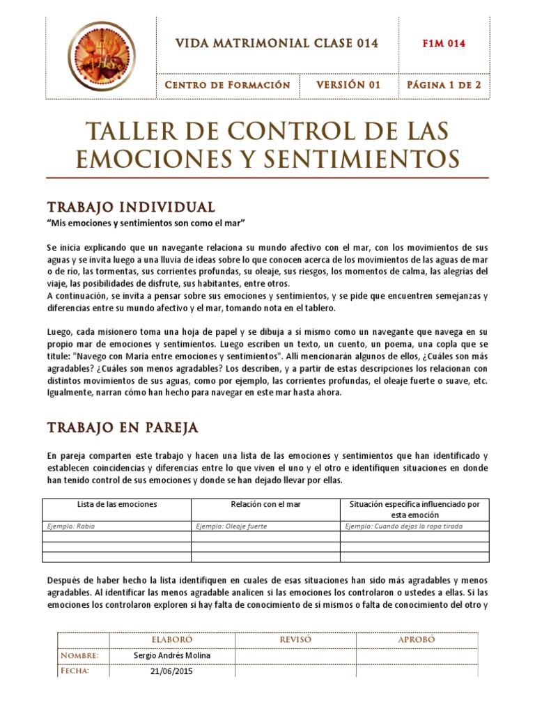 Taller de Control Emocional y Sentimental | PDF | Las emociones | Sicología