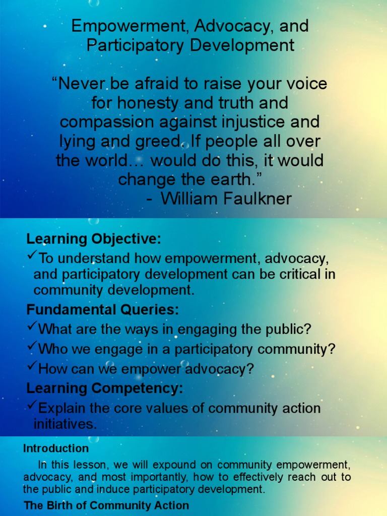 Empowerment and Advocacy in Communities | PDF | Entrepreneurship ...