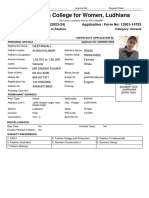 Khalsa College For Women, Ludhiana: Admission Form (2023-24) Application / Form No: 12951-14753