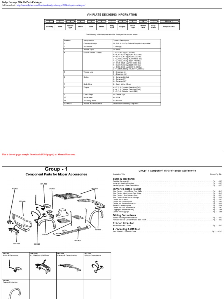 2004 DODGE DURANGO OWNERS MANUAL PDF visual data 2
