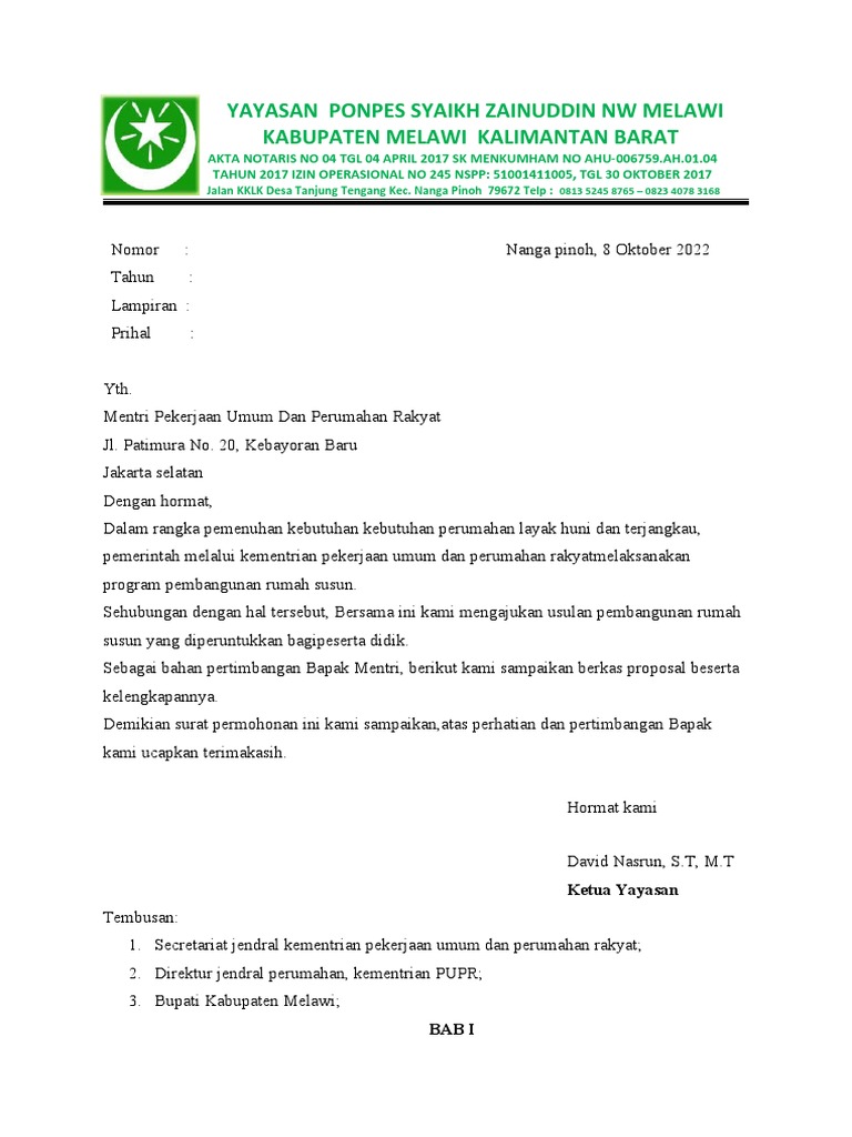 Proposal Pembangunan Rusunawa | PDF