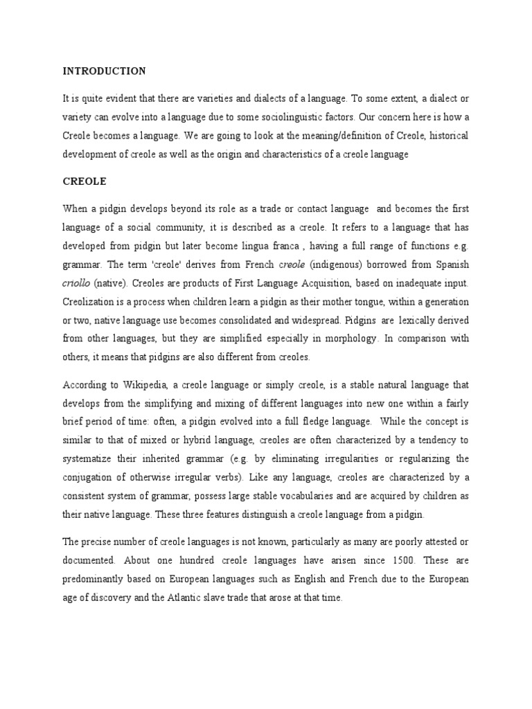 How Is Creole A Language PDF Cognitive Science Sociolinguistics