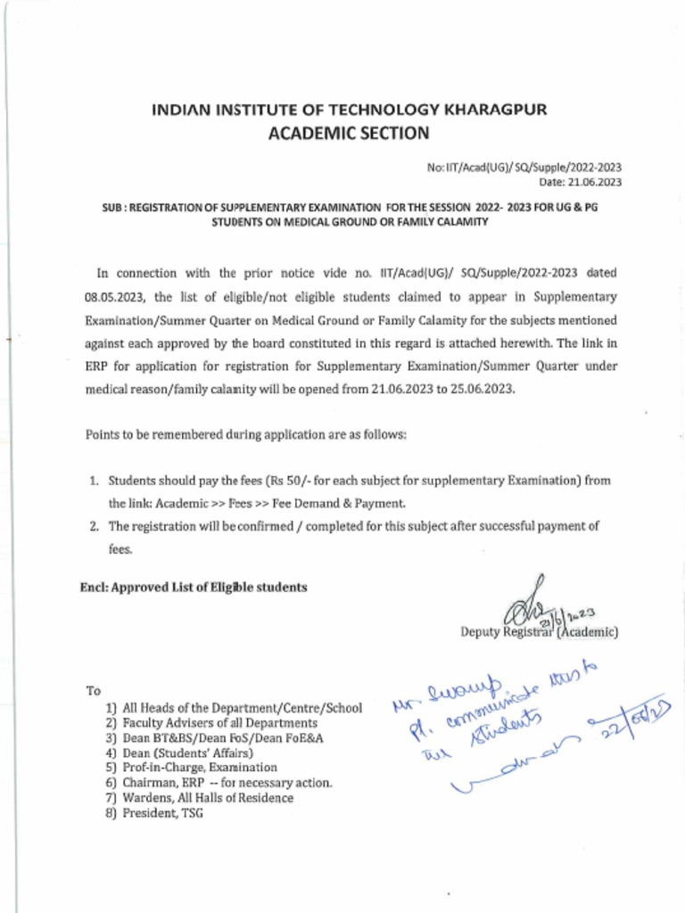 Supplementary Examination Notice PDF