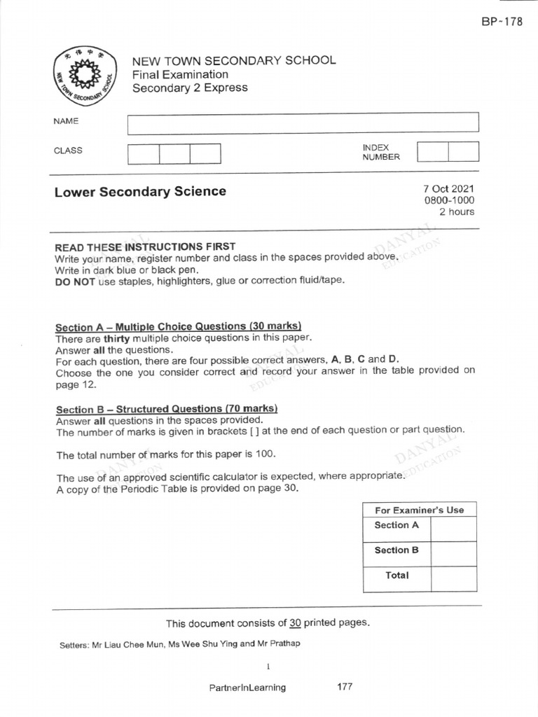 New town secondary sa2 2021 sec 2 science pdf acid blood
