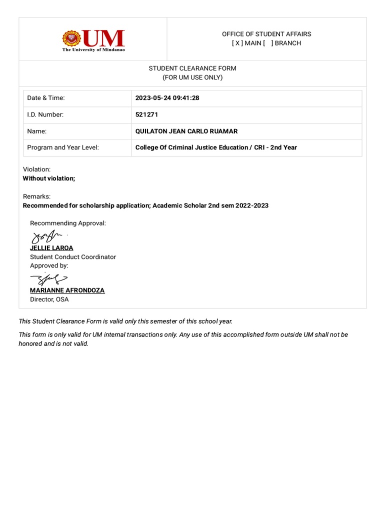 Academic services portal osa clearance pdf