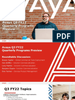 Avaya Q3 FY22 Quarterly Programs Preview