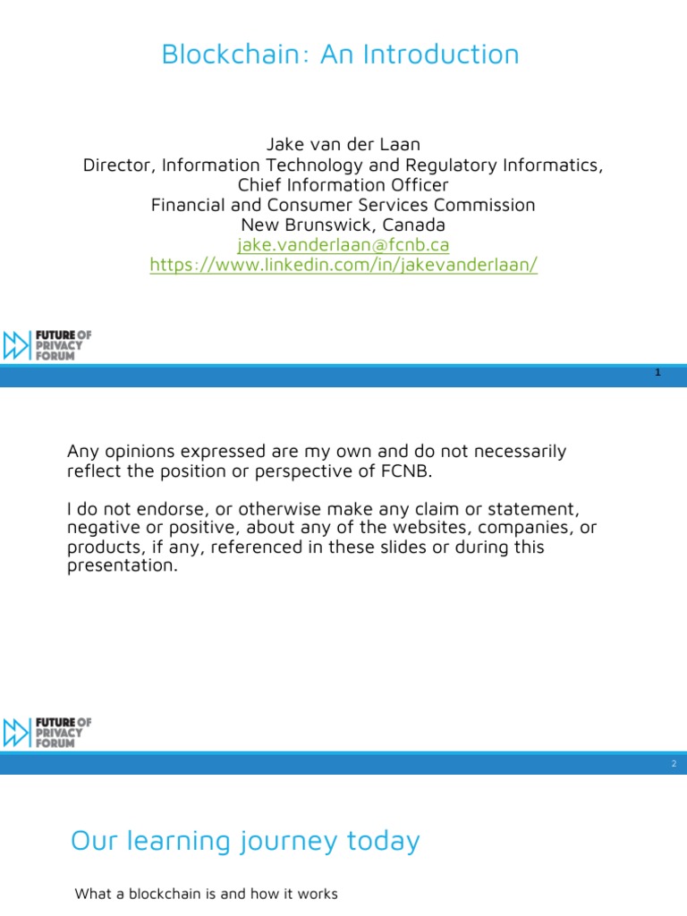 VDL FPF Introduction To Blockchain PPT FINAL 26oct2020 | PDF ...
