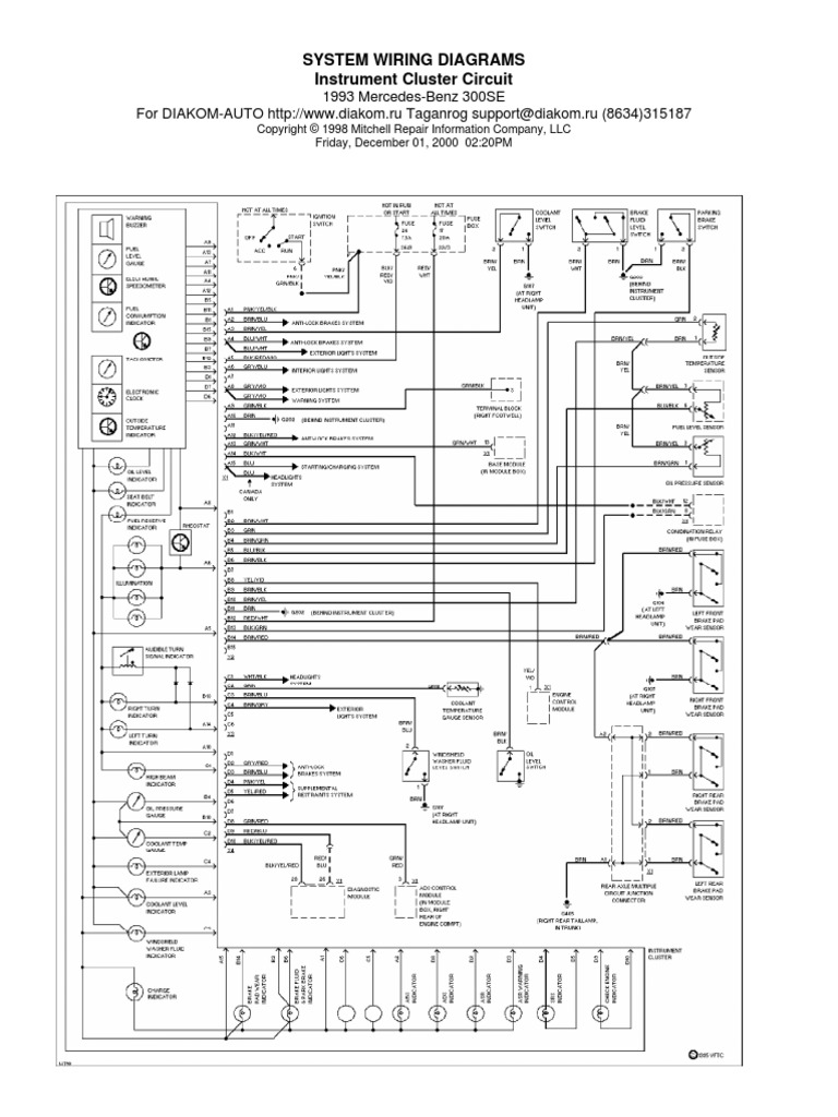 W140 Instrument Cluster Wiring Diagram | PDF