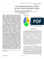 Nutritional and Anti-Nutritional Profiles of Three Edible Snail Species in Awka Metropolis, Nigeria