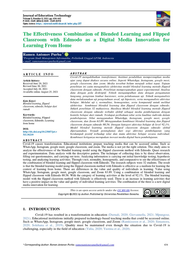 The Effectiveness Combination of Blended Learning and Flipped Classroom ...