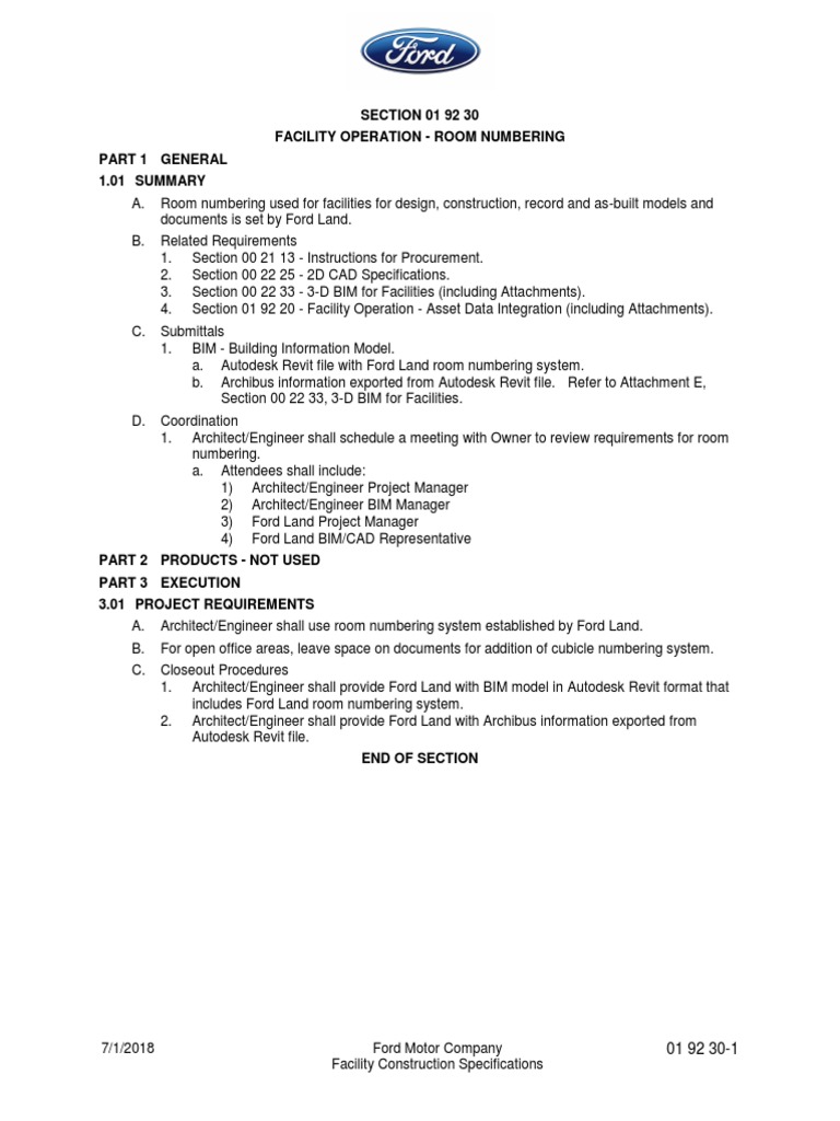 Ford Room Numbering Standards | PDF
