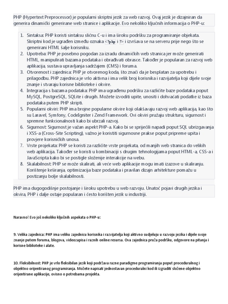 Sve o PHP Programskom Jeziku | PDF