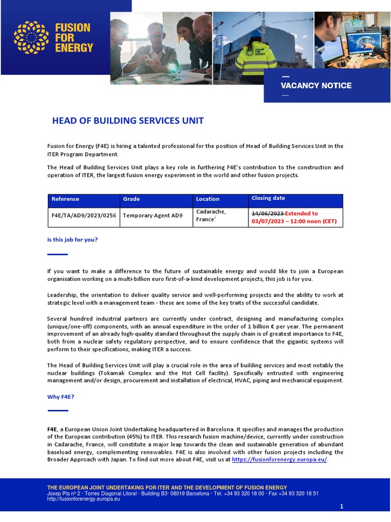 TA AD9 0256 External Head of Unit Building Services Final Extended