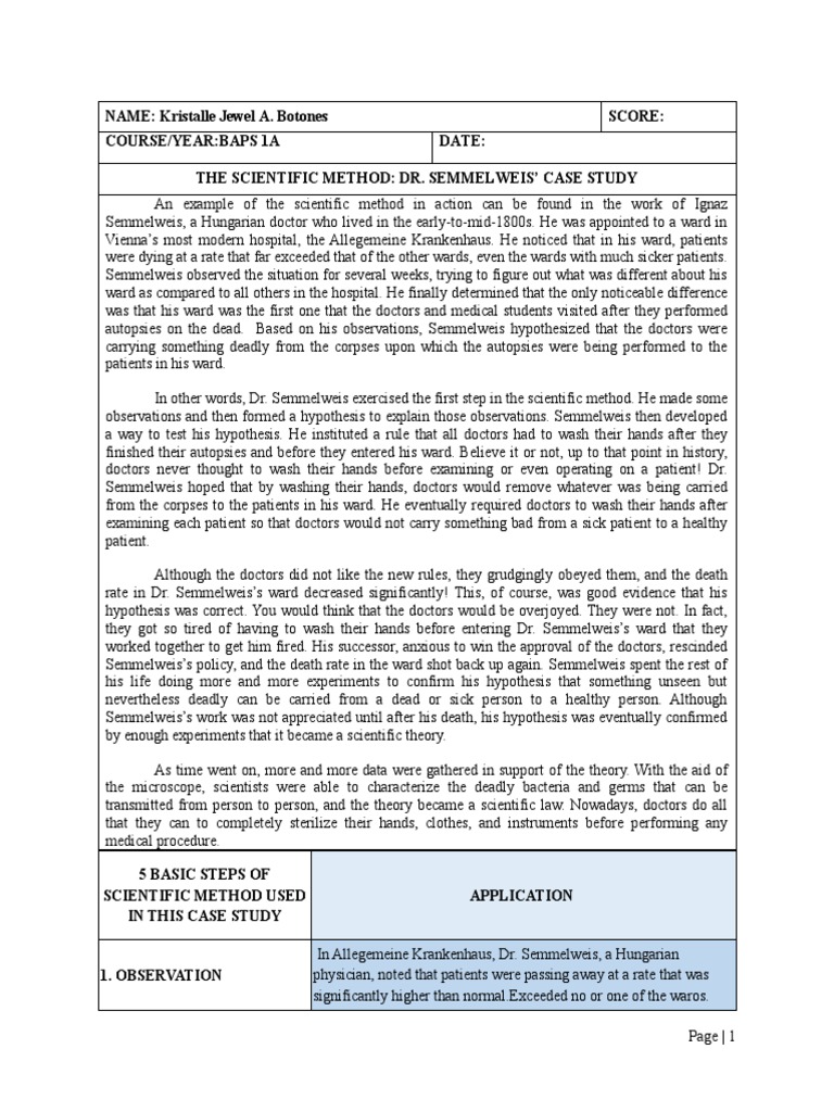 Dr.+Semmelweis%e2%80%99+Case+Study | PDF | Hypothesis | Autopsy