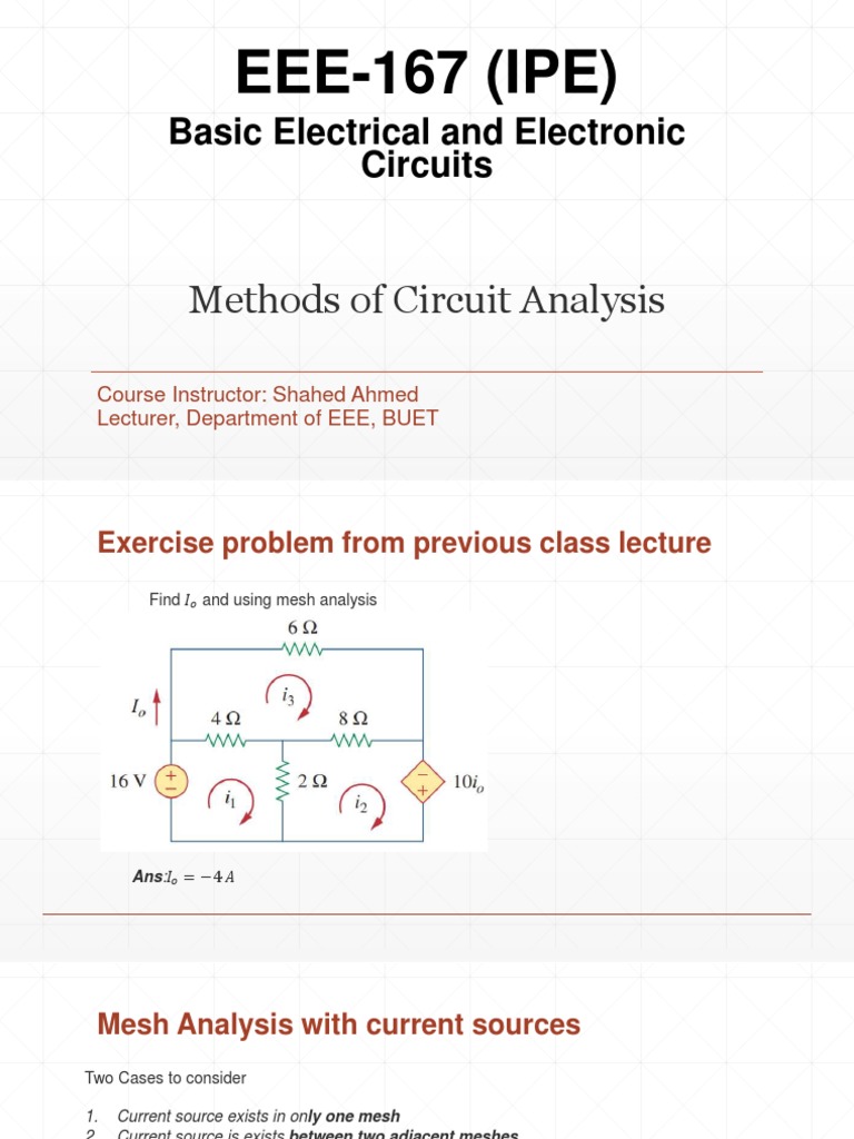 Methods of Circuit Analysis Mesh PDF