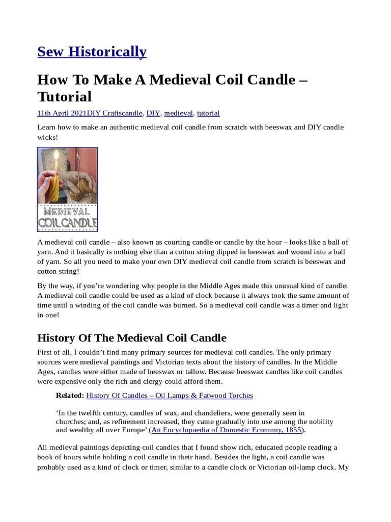 How To Make A Medieval Coil Candle Tutorial PDF Candle