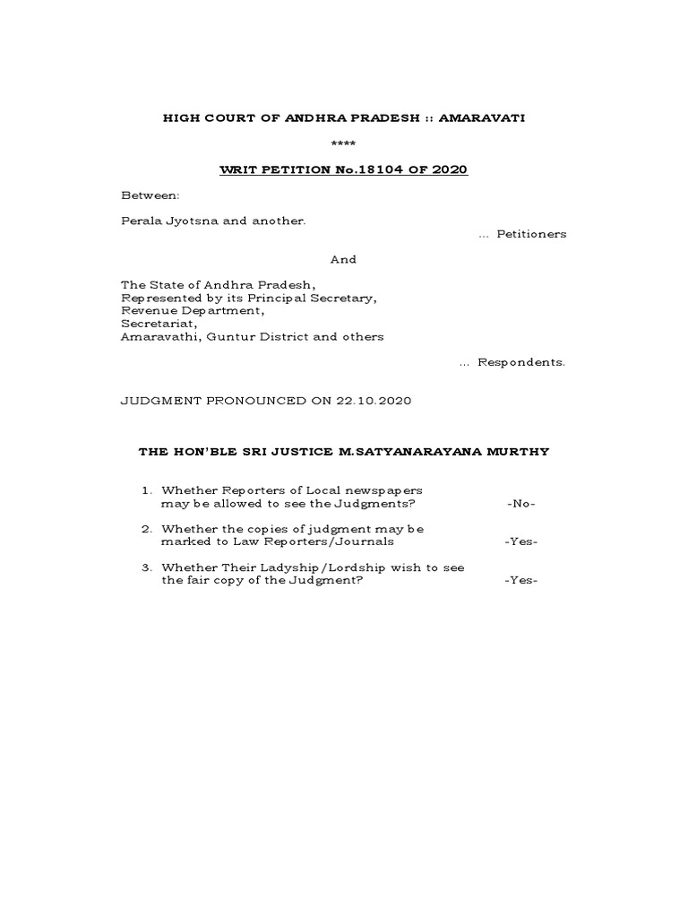 Judgement On Layout Open Space Ap High Court 181042020 PDF Supreme